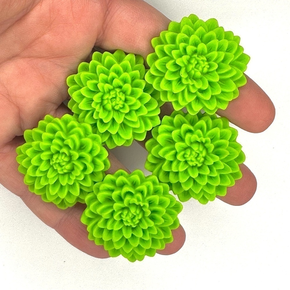 LOT OF 5 Lime Green Flower Rings Bundle - Adjustable